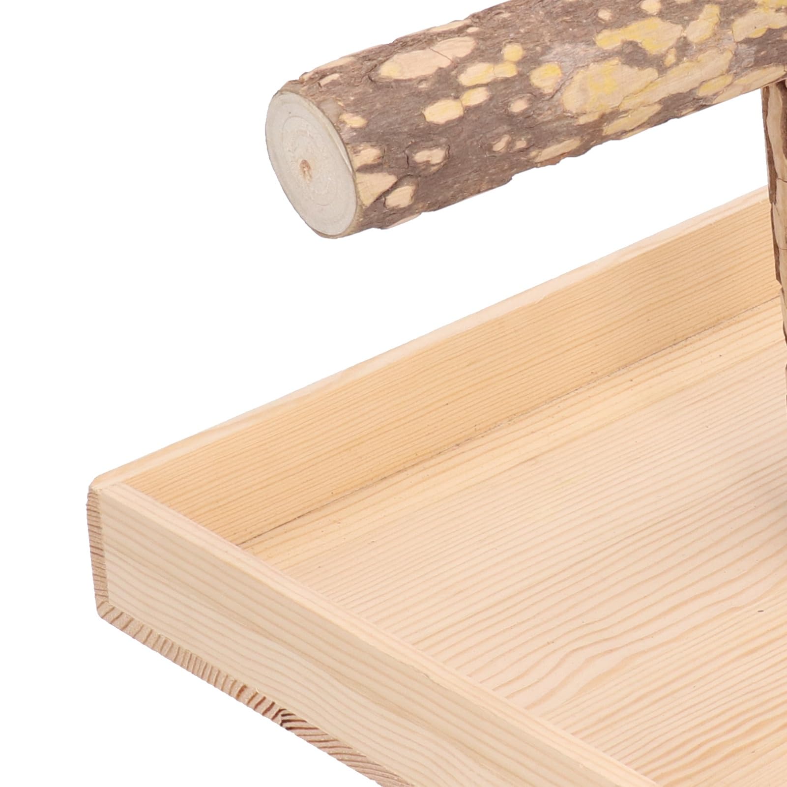 Supporto di gioco in legno per uccelli, rastrelliera per l’addestramento dei pappagalli con posatoio a superficie ruvida, parco giochi naturale in legno di frassino spinoso per