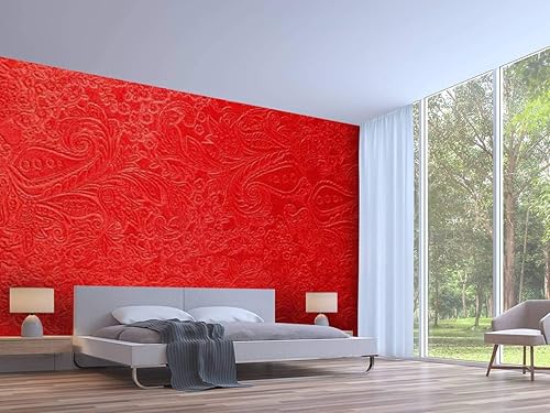 Miniatura 3 de Papel pintado 3D terciopelo rojo con estampado de cachemira Paisley Stock Imágenes libres de regalías Autoadhesivo Dormitorio Sala de estar