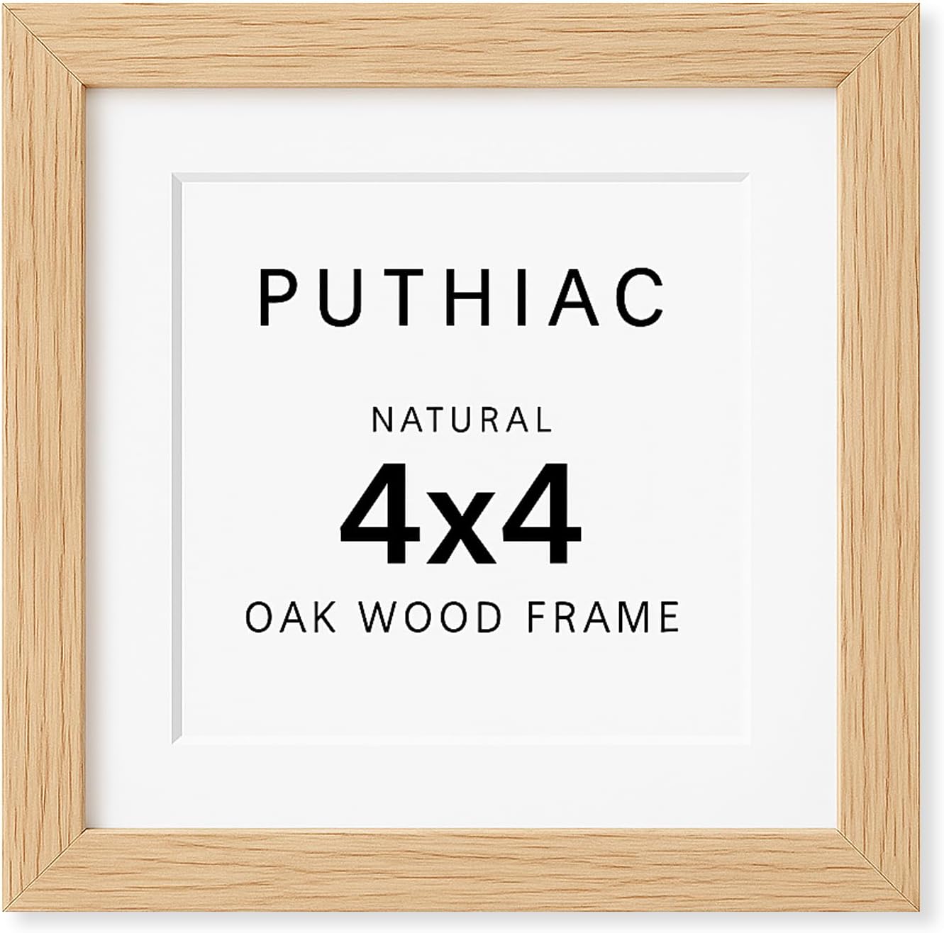 4x4 Oak Wood Picture Frame - 4"x4" Photo Frame, 4x4 Picture Frame Wood, Natural Solid Wooden Picture Frames for Wall Art Photo and Prints(1 Pack, Beige) Beige-1P 4x4