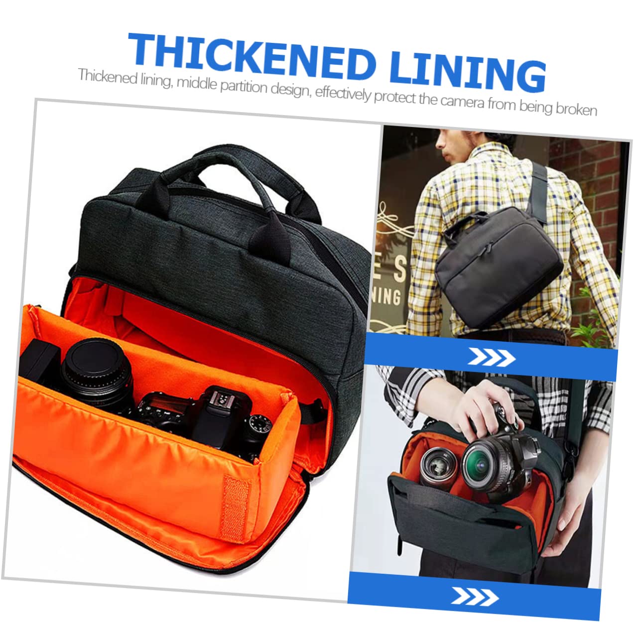 Borsa per Fotocamera Reflex a Tracolla Oxford, Cerniera e Imbottitura Spessa, per Campeggio e Viaggio