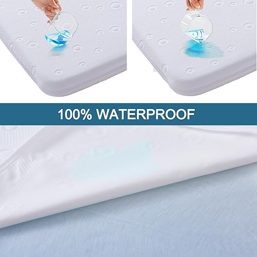 Miniatura 8 de Protector de colchón para cuna de bebé, 36.5 x 25 x 2 pulgadas, colchón de espuma viscoelástica de gel de doble cara con funda suave extraíble para
