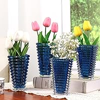 Vista 38 de MCMCNCUIU Juego de 4 jarrones de cristal, jarrones de cristal ámbar, jarrón de cristal para centros de mesa, moderno florero para sala de estar