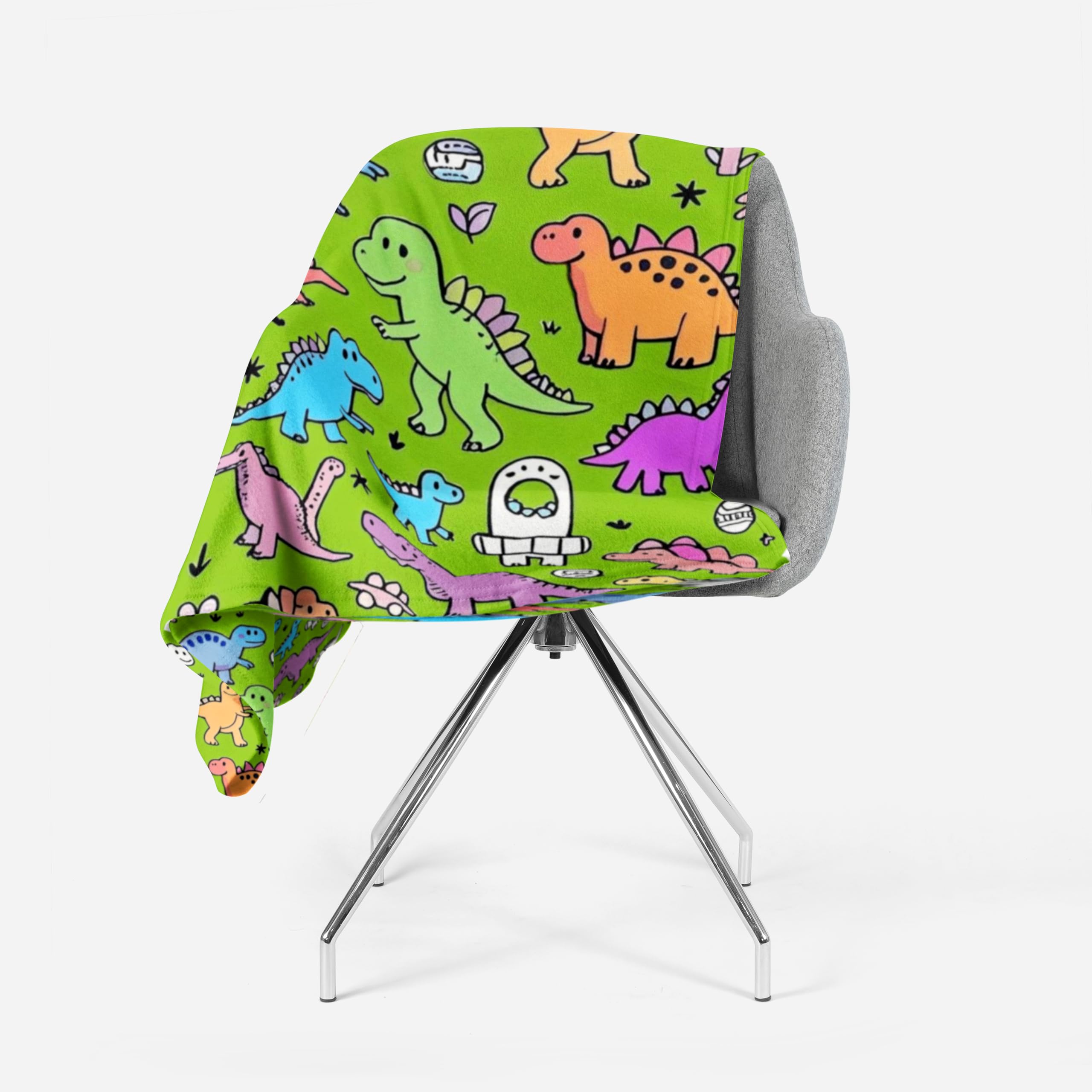 Ropa de cama de 100 % poliéster, manta de franela de dinosaurios, suave, color verde, manta para regalos para familia y niños, 100 x 150 cm