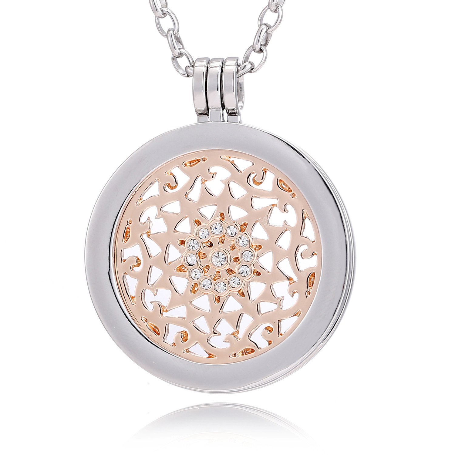 Morella Mujeres Collar 70 cm Acero Inoxidable y Colgante Amuleto Coin 33 mm en Bolsa para Joyas — view 12