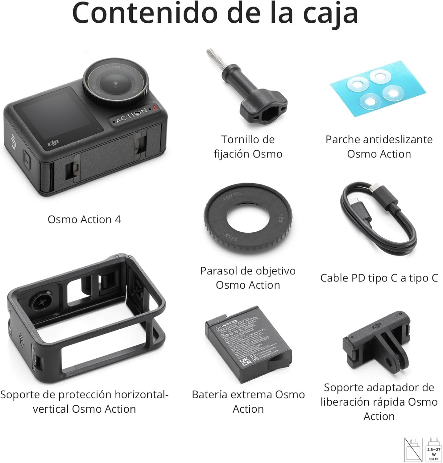dji Osmo Action 4 Pack Esencial: cámara de acción Sumergible 4K/120 fps con un Sensor de 1/1.3 Pulgadas, Gran Rendimiento con Poca luz, Color D-Log M de 10 bits, batería Duradera de 1770 mAh 8