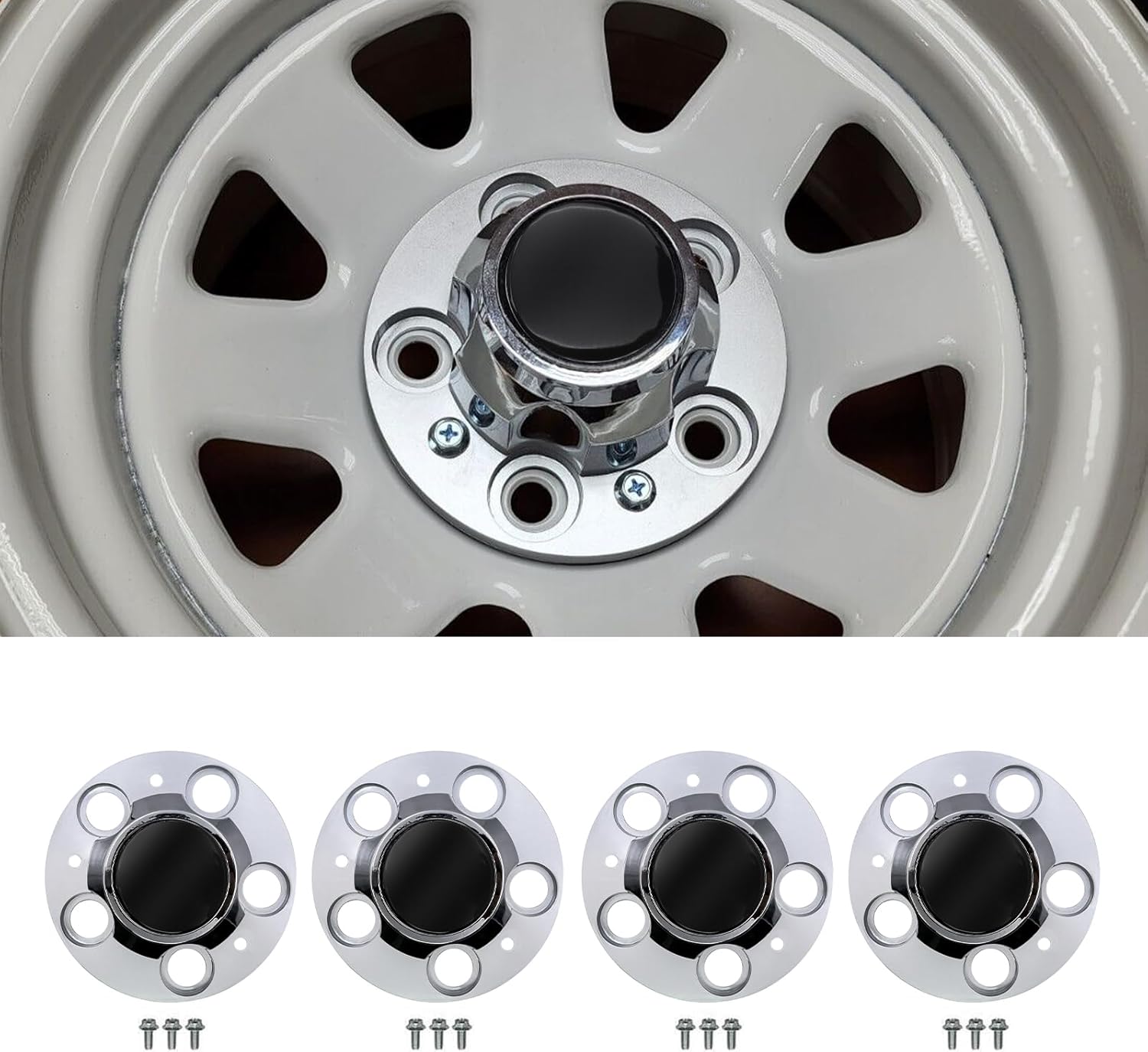 4PCS 6 3/4" Plastic Hubcaps Fits for Chevy Car Truck 5 Lug 15" 15x8 15x7 Rally Wheel Center Hub Caps Cover Replacement