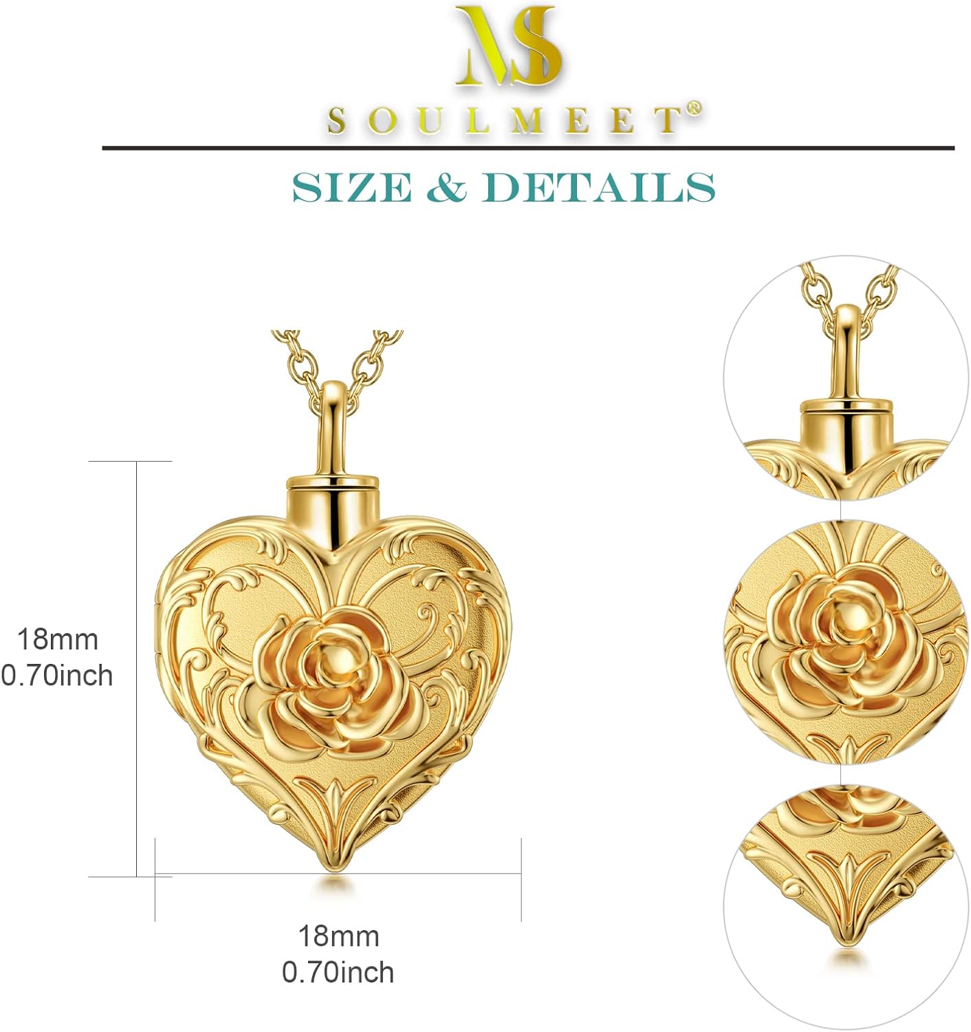 SOULMEET Flower Cremation Jewelry for Ashes, Silver/Gold Sunflower/Butterfly Urn Necklace for Ashes, Cherish Memories Cremation Locket Jewelry