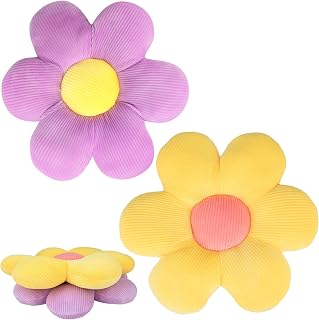 QKURT 2Pcs Flower Cushion Flower Floor Cushion 40cm Flower Shaped Cushion Floor Chair Seat Cushion Cute Flower Cushion Fluffy Soft Petal Cushion Tatami Seat Cushion for Home Sofa Car