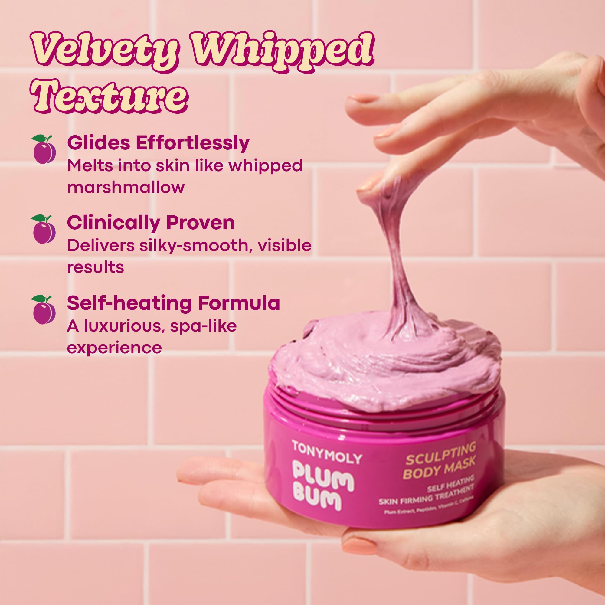 TONYMOLY Plum Bum Self-Sculpting Body Mask – Firming & Smoothing Treatment for Soft, Even-Toned Skin, Boosts Circulation & Texture Improvement, Clinically Tested