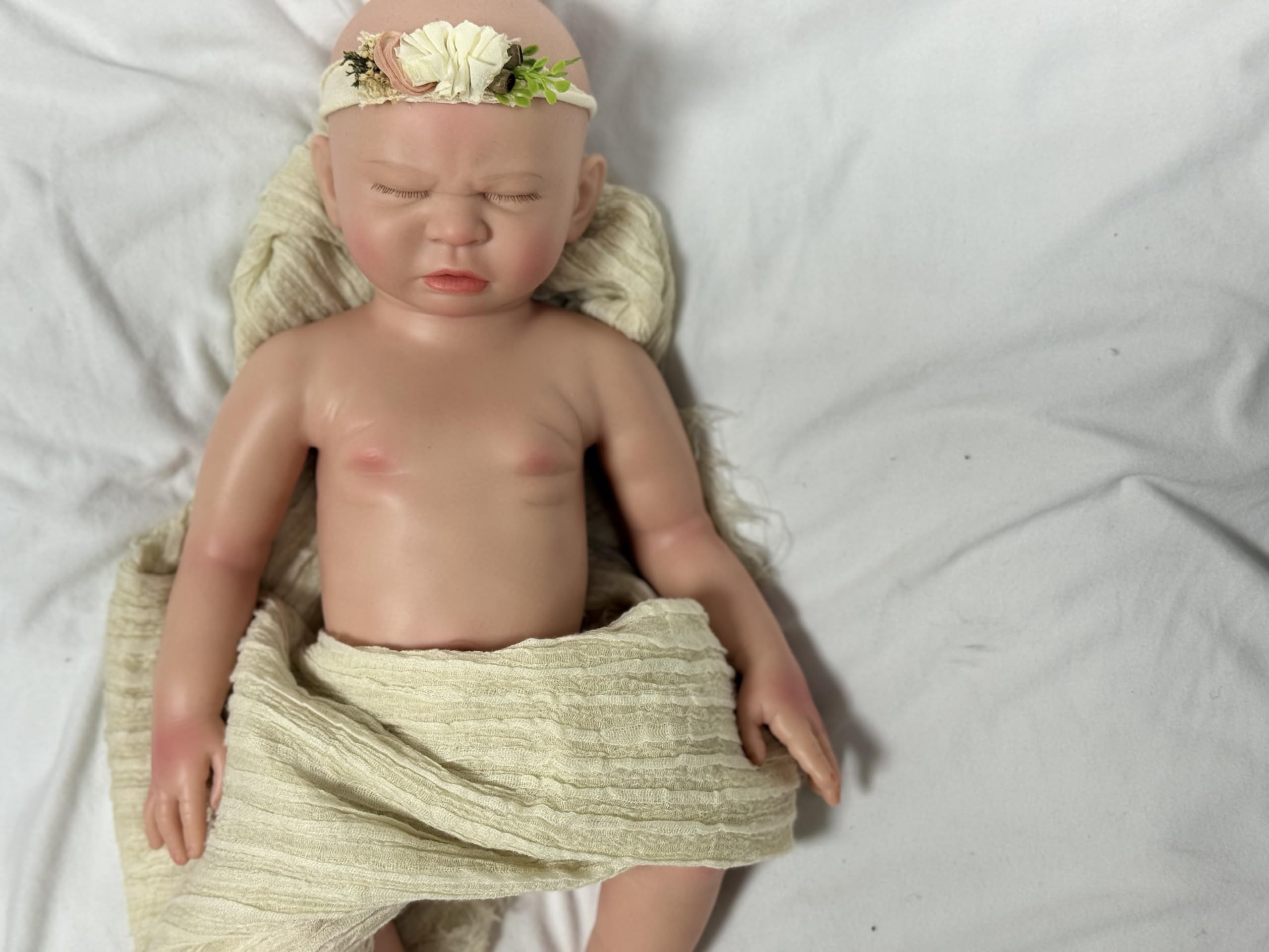 OCSDOLL 19inch Platinum Liquid Silicone Reborn Baby Dolls Girl That Looks Real, 6.5Lbs Weighted Realistic Newborn Silicone Full Body Sleeping Baby Doll