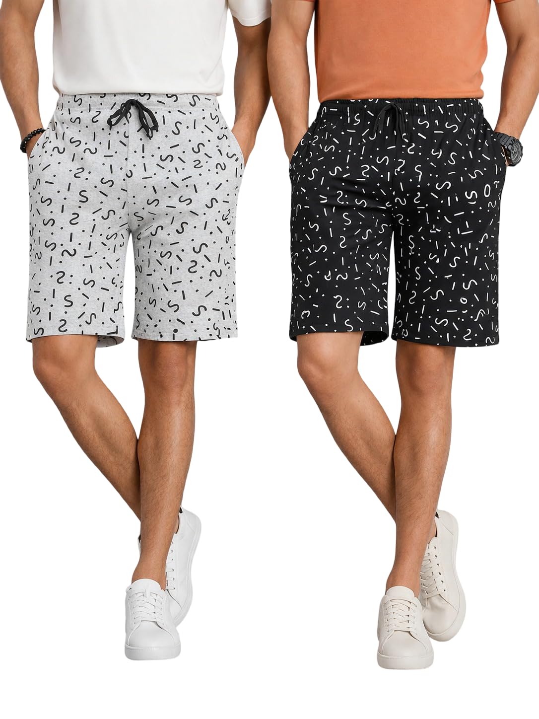 alza Men’s Cotton Printed Shorts Elastic Waist Casual Summer Shorts-picture-52