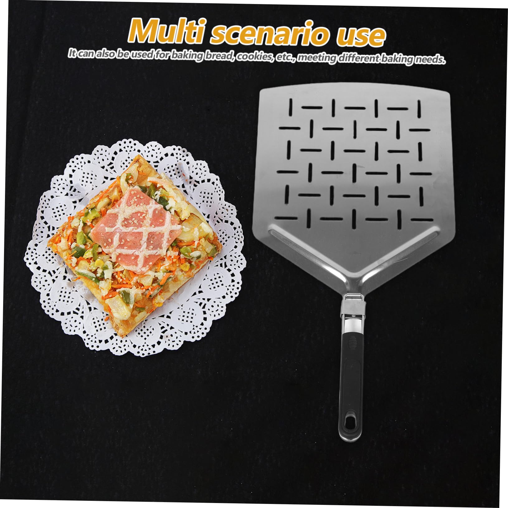 Sosoport Pizzaschaufel Edelstahl Faltbar 33cm Großer Perforierter Pizzaschieber für Outdoor und Brotbacken mit Ergonomischem Griff