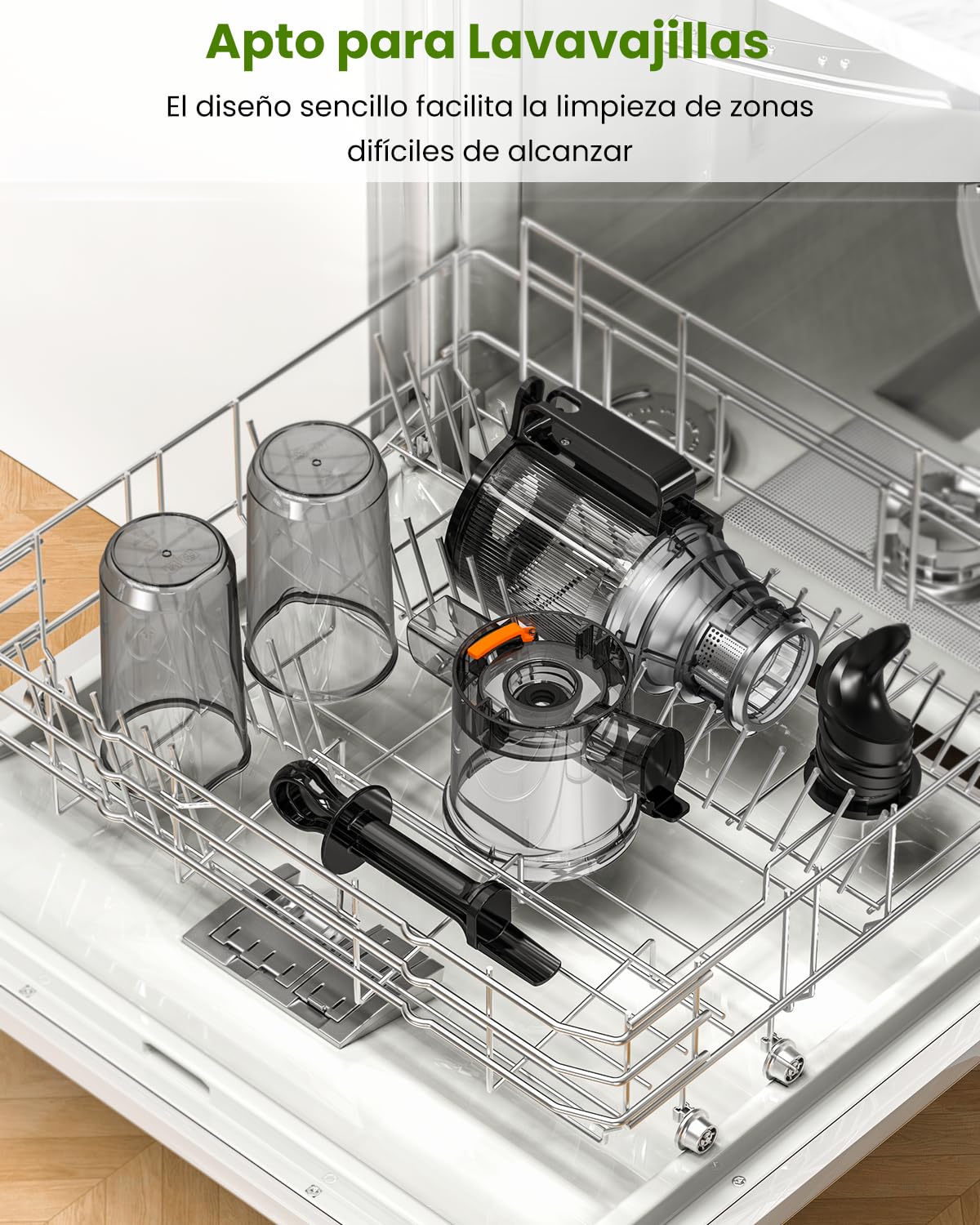 LINKChef Extractor de Jugos y Verduras Prensado en Frío | Slow Juicer 200W | Boca Ancha 115mm para Frutas Enteras | Licuadora con Recetario Incluido | Sin BPA, Negro