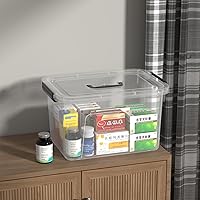 Vista 7 de Quickquick - Cajas de almacenamiento de plástico transparente de 18 cuartos de galón, contenedor de pestillo con asa, 4 paquetes