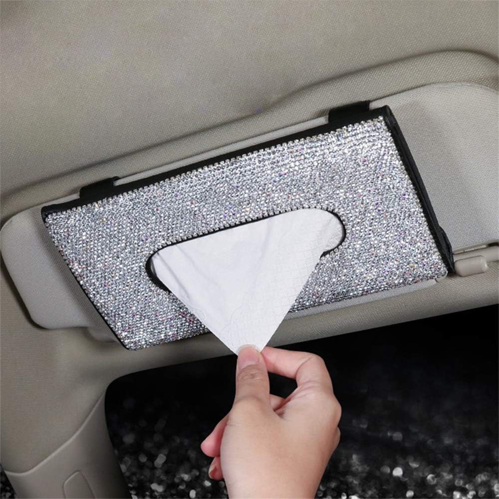 TAntrix Bling Bling Car Visor Tissue Holder, Crystal Sparkling Sun Visor Napkin
