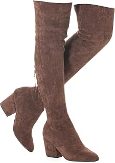Mtzyoa Thigh High Block Heel Boots