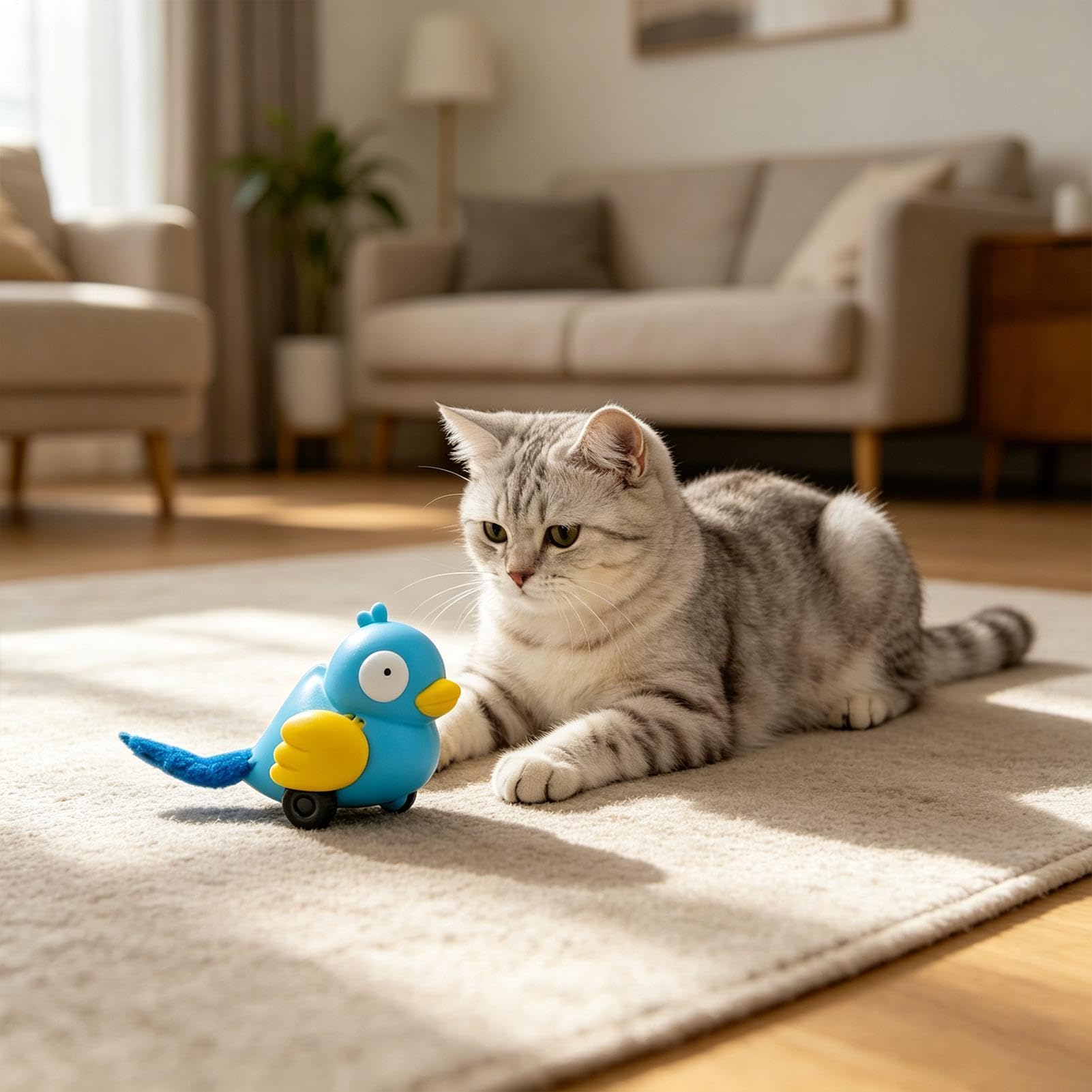 Bewegliches Katzenspielzeug Aufziehbares Vogelförmiges Bewegungsspiel