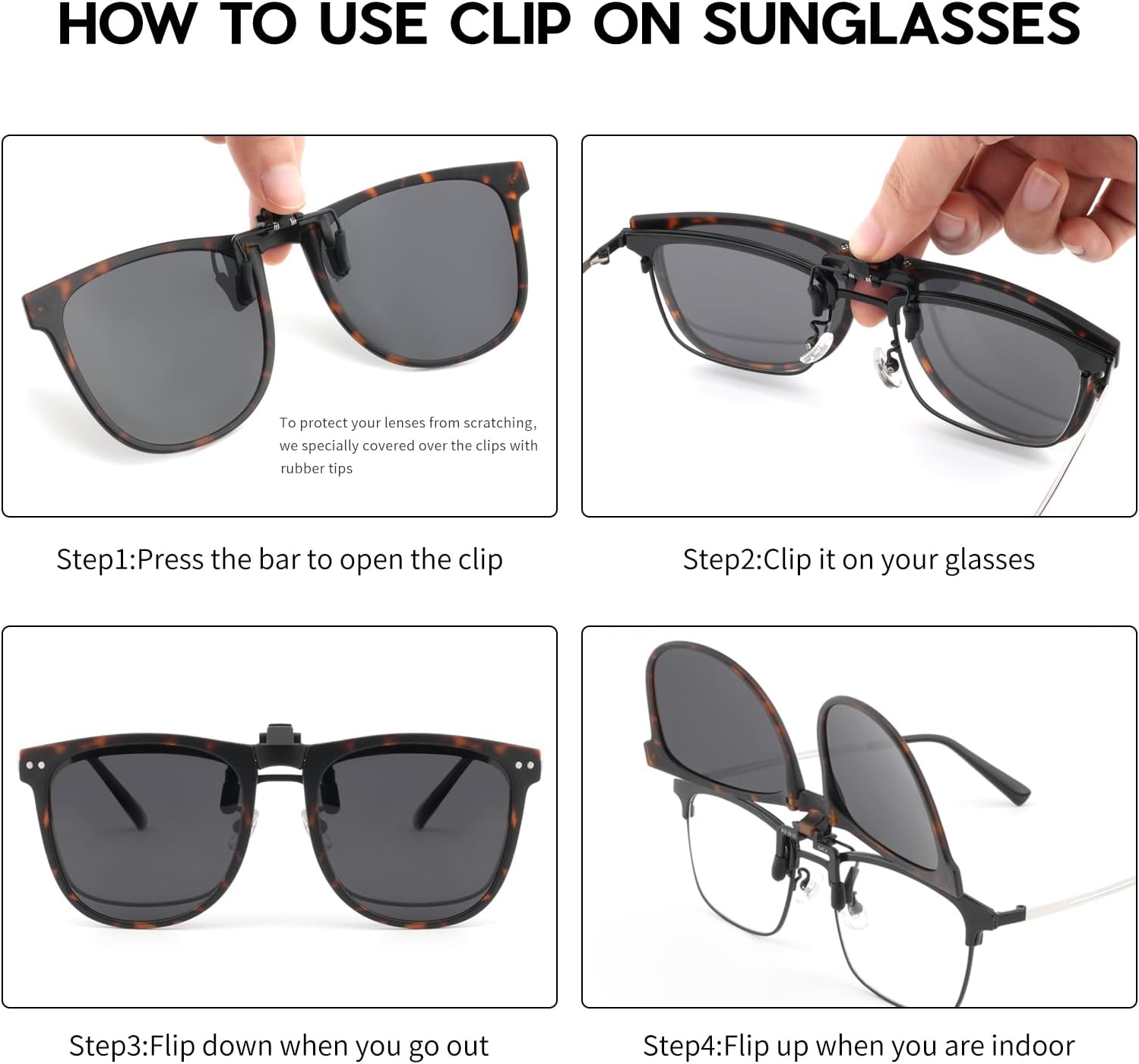 Solsun Polarized Clip on Sunglasses for Men Women UV Protection Anti Glare Driving Fishing Glasses - Image 5