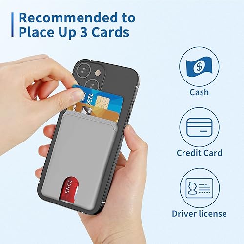 Miniatura 2 de Senose Cartera para teléfono, paquete de 3 (negro, blanco, gris)  Unisex, adulto, usuarios de teléfonos inteligentes, silicona, diseño