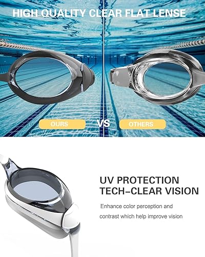 Miniatura 2 de Gafas de natación, paquete de 2 gafas de natación para hombres, mujeres, adultos, jóvenes, antivaho y sin fugas, visión clara, protección UV