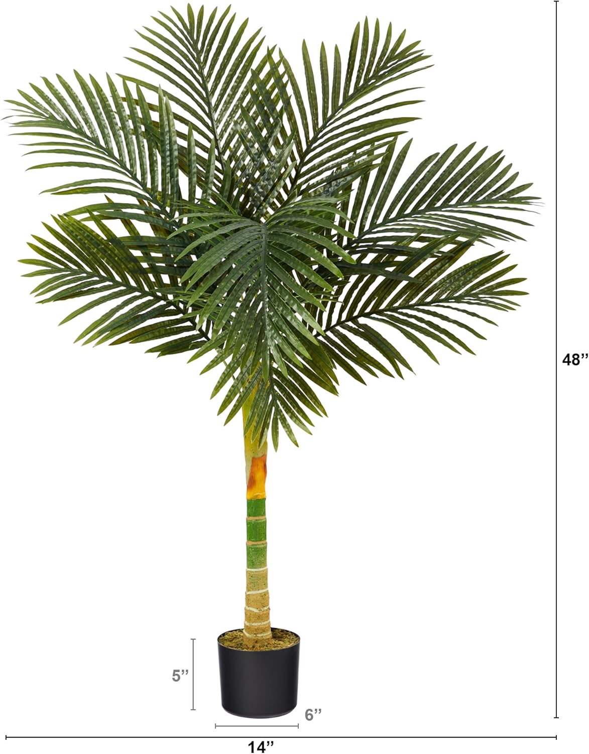 Nearly Natural 4ft. Golden Cane Artificial Palm Tree Single Stalk 4ft 1