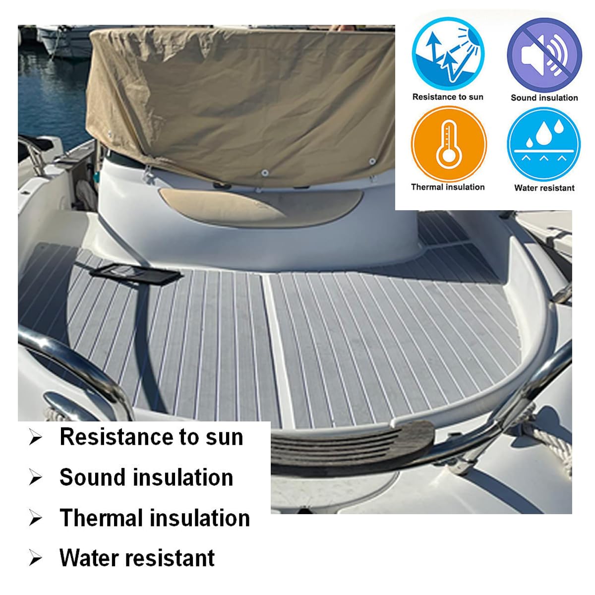 90 × 240 cm EVA sintetico barca Decking foglio Yacht Marine Flooring Tappeto antiscivolo con adesivo di supporto, bordo smussato