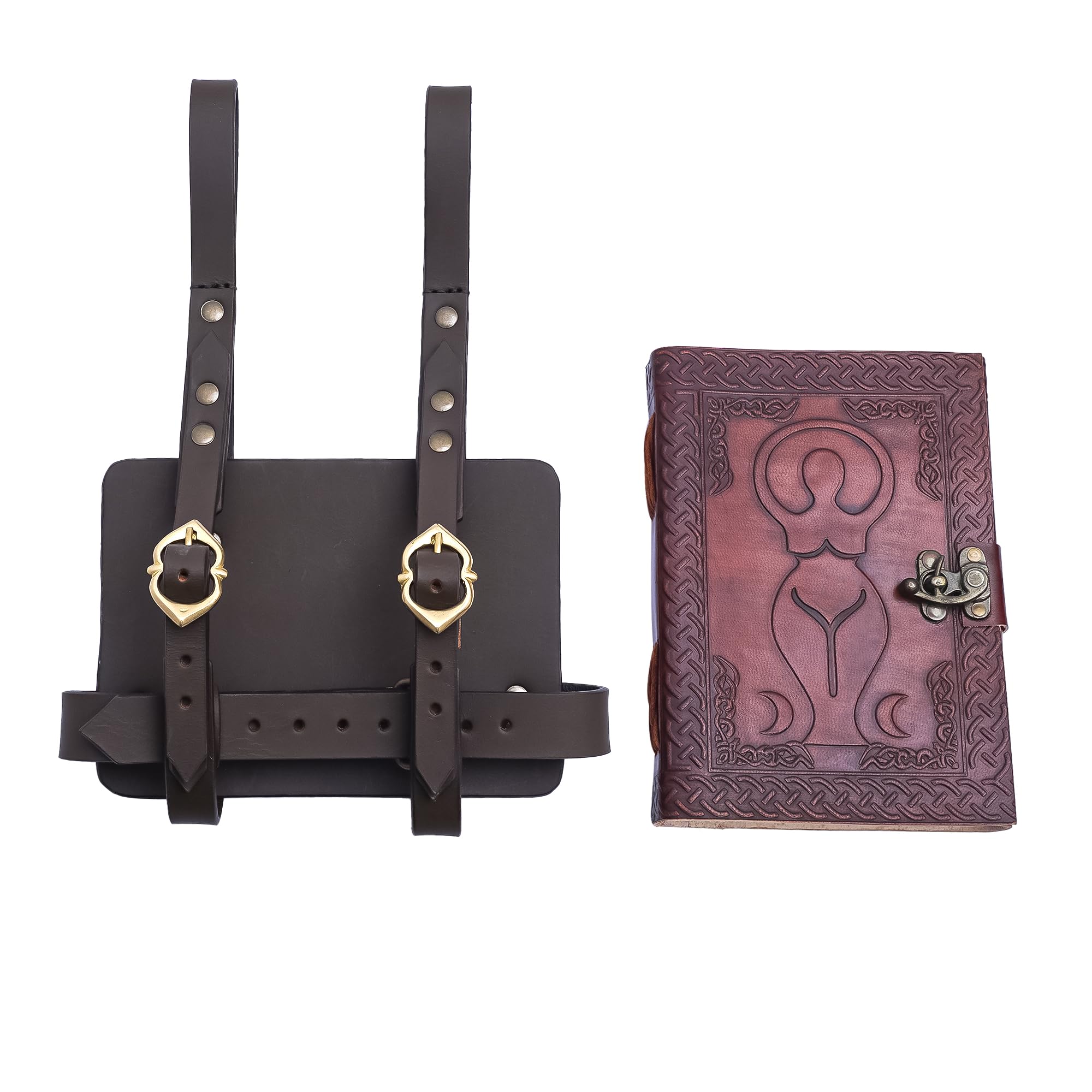 Lord of Battles Adventurer's Book or Diary Holder Handcrafted from Genuine Leather 13x18cm (Leather Journal with Brown Holder)