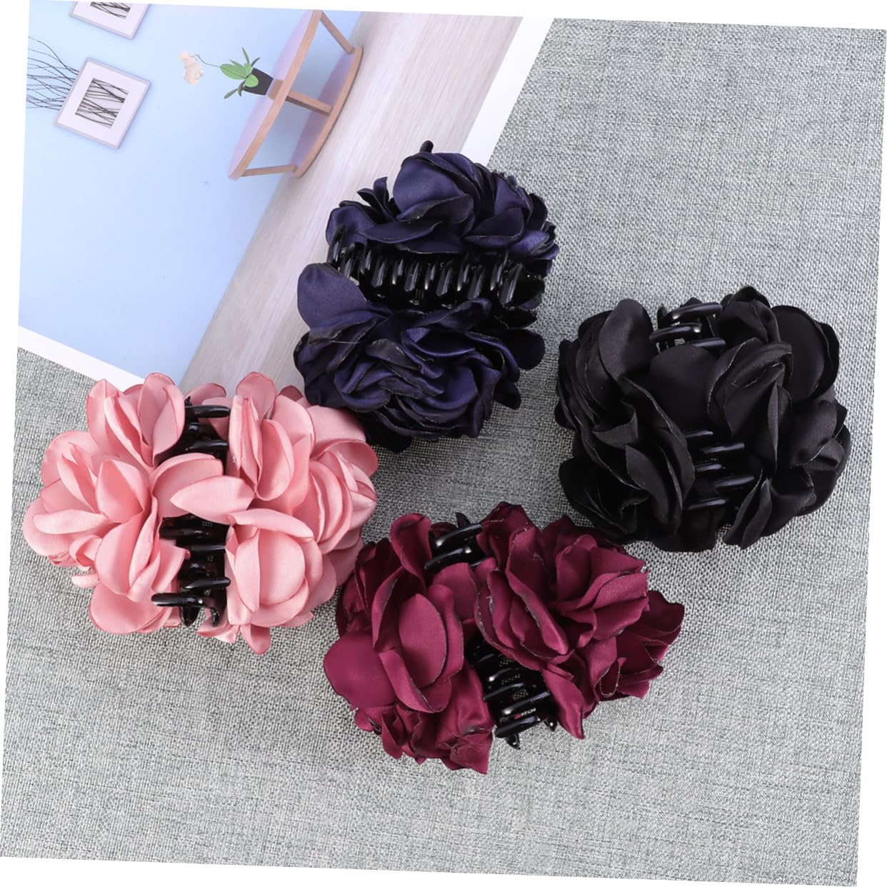 PACKOVE 8stücke Teiliges Große Haarklammern Mit Rosendekor Für Damen Rutschfeste Haarspangen Weinrot Marineblau Für Hochzeiten Partys Und Besondere Anlässe