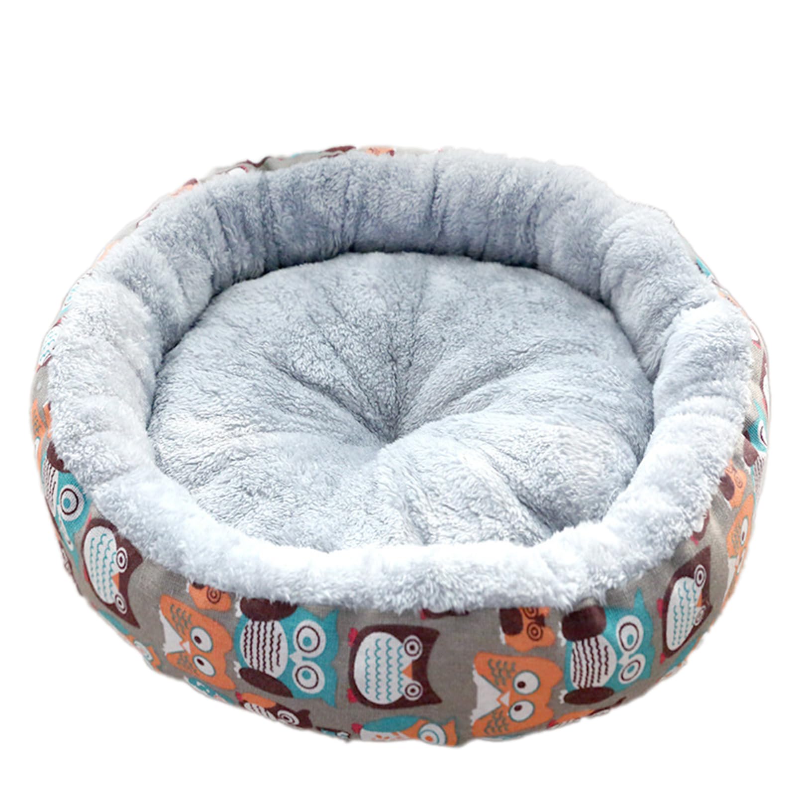 Round Donut Cat and Dog Cushion Bed Soft Plush Pet Cushion Anti-Slip&Water-Resistant Bottom Dog Bed Style D Size 34cm