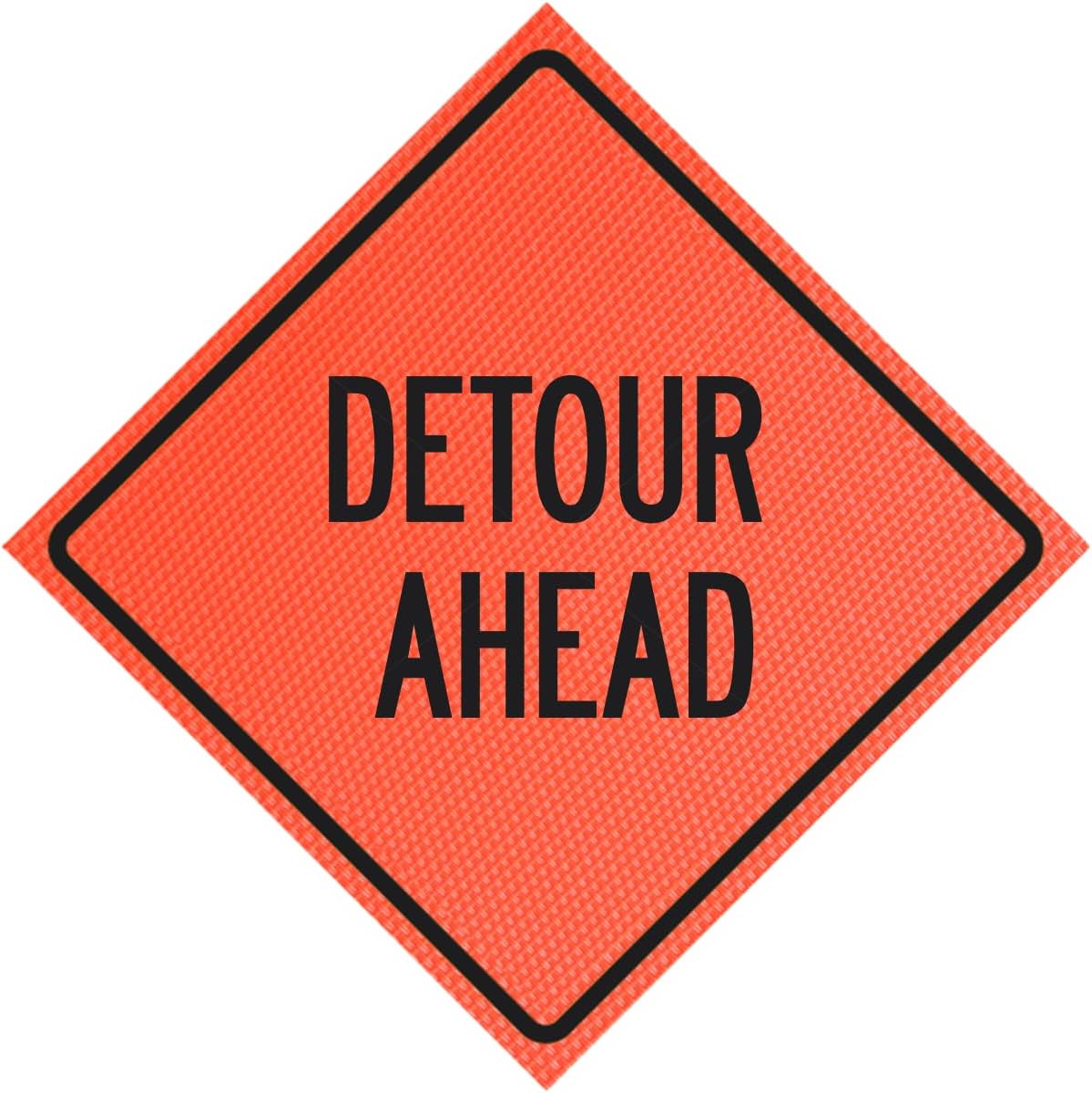 Mesh Orange Roll-Up Warning Sign. (DETOUR AHEAD, 36 Inch) DETOUR AHEAD 36 Inch