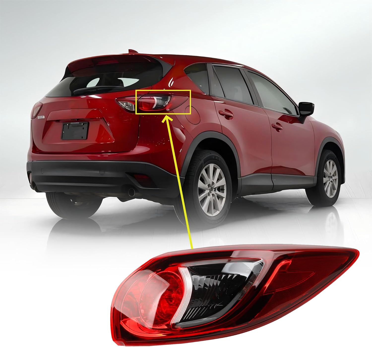 Right Passenger Side Tail Light Assembly With Bulb Compatible With 2013 2014 2015 2016 Mazda CX-5 Rear Brake Lamp KD3351150C KD3351150D
