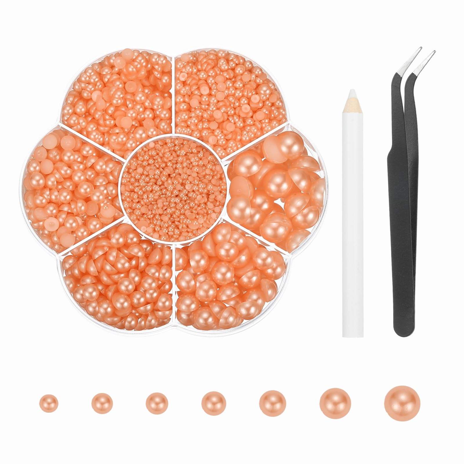 sourcing map 5600Pcs Flatback Pearls, Mixed Sizes, Light Orange
