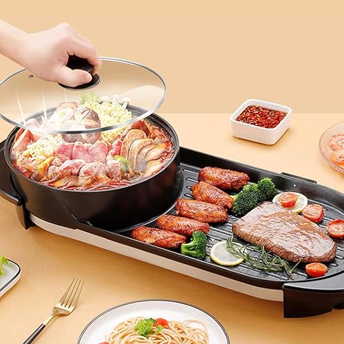 Miniatura 2 de Parrillas eléctricas ollas 2 en 1 ollas antiadherentes interiores y plancha para barbacoa Control de temperatura de 5 engranajes Calefacción cocina