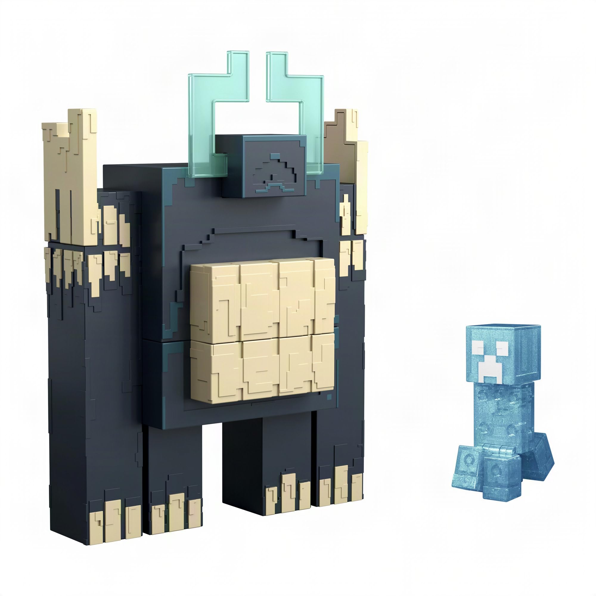 Mattel Minecraft Dungeons II Twisted Warden Figure, Varying Lights & Sounds, Slam Attack Action & Included Soul Corrupted Creeper Figure with Pixelated Design, JMK46
