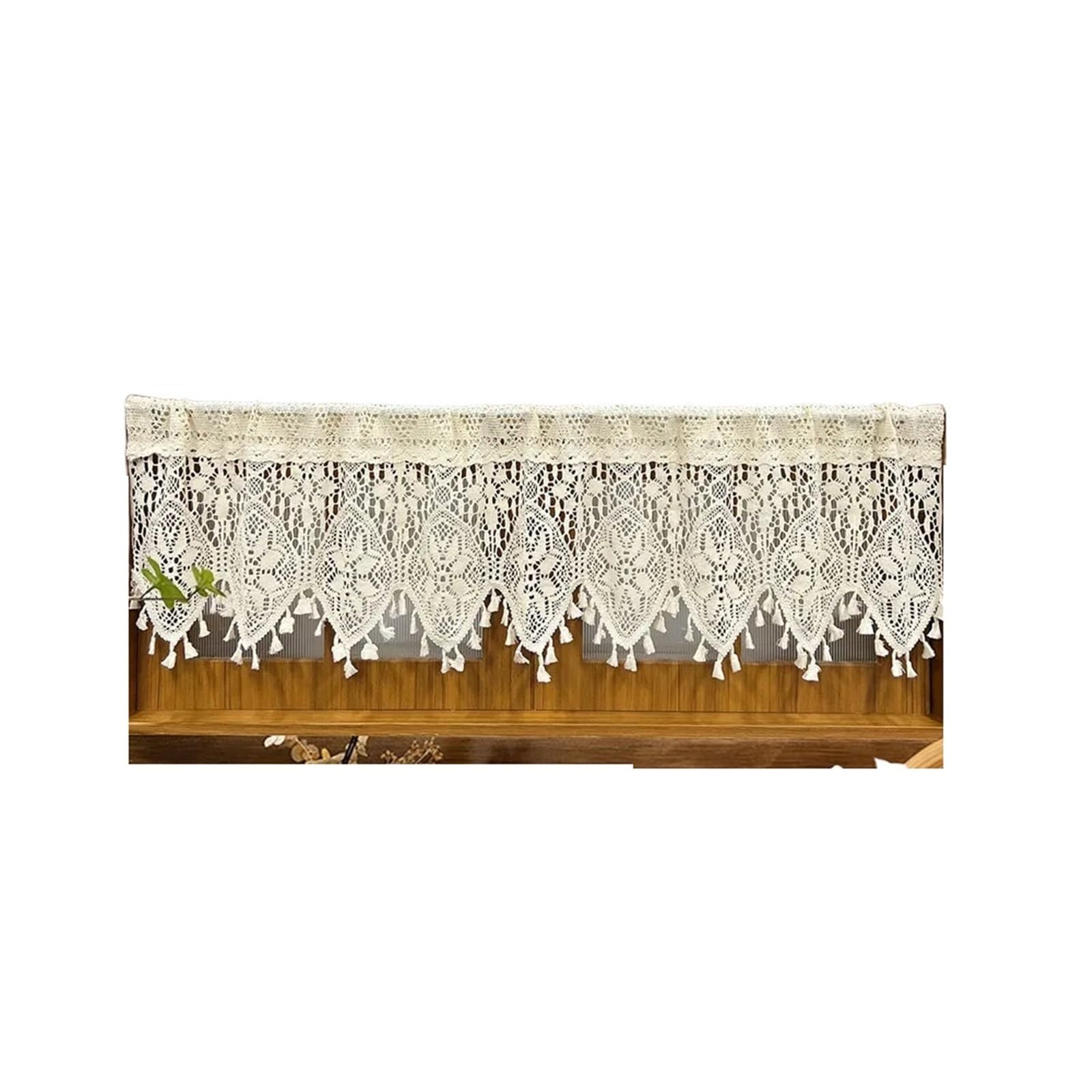 Vinta Lace Short ains per caffetterie e cucine & – Design pastorale all'uncinetto divisorio e decorazione guardaroba (1 pannello L 120 x A 38 cm)