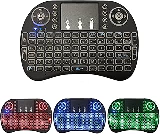 Mini Wireless Multi-Media Keyboard, 3 Color LED Backlit 2.4GHz with Touchpad Mouse Scroll Button Handheld Remote Control Compatible for PC/Mac, Smart TVs, PS3/PS4, Xbox360, and More (Black)