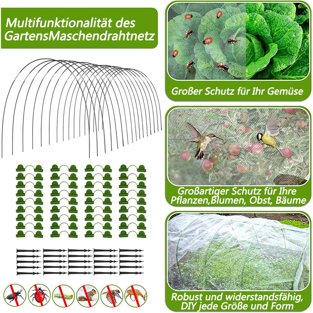 Anyingkai Garden Arceaux pour Serre Tunnel,Cerceau De Serre De Jardin,Kit De Maison De Cerceau De Jardin,Cadre pour Serre De Jardin, Arceaux pour Serre Tunnel pour La Protection des Plantes (50PCS)