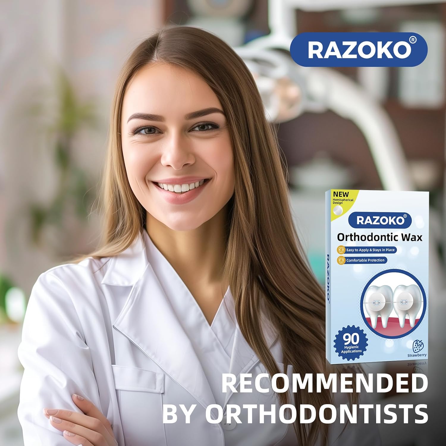 RAZOKO Orthodontic Wax for Braces Wax Dots 90 Individual Hygienic Packaging Dental Wax Strawberry 71d Rt1O7aL. AC SL1500