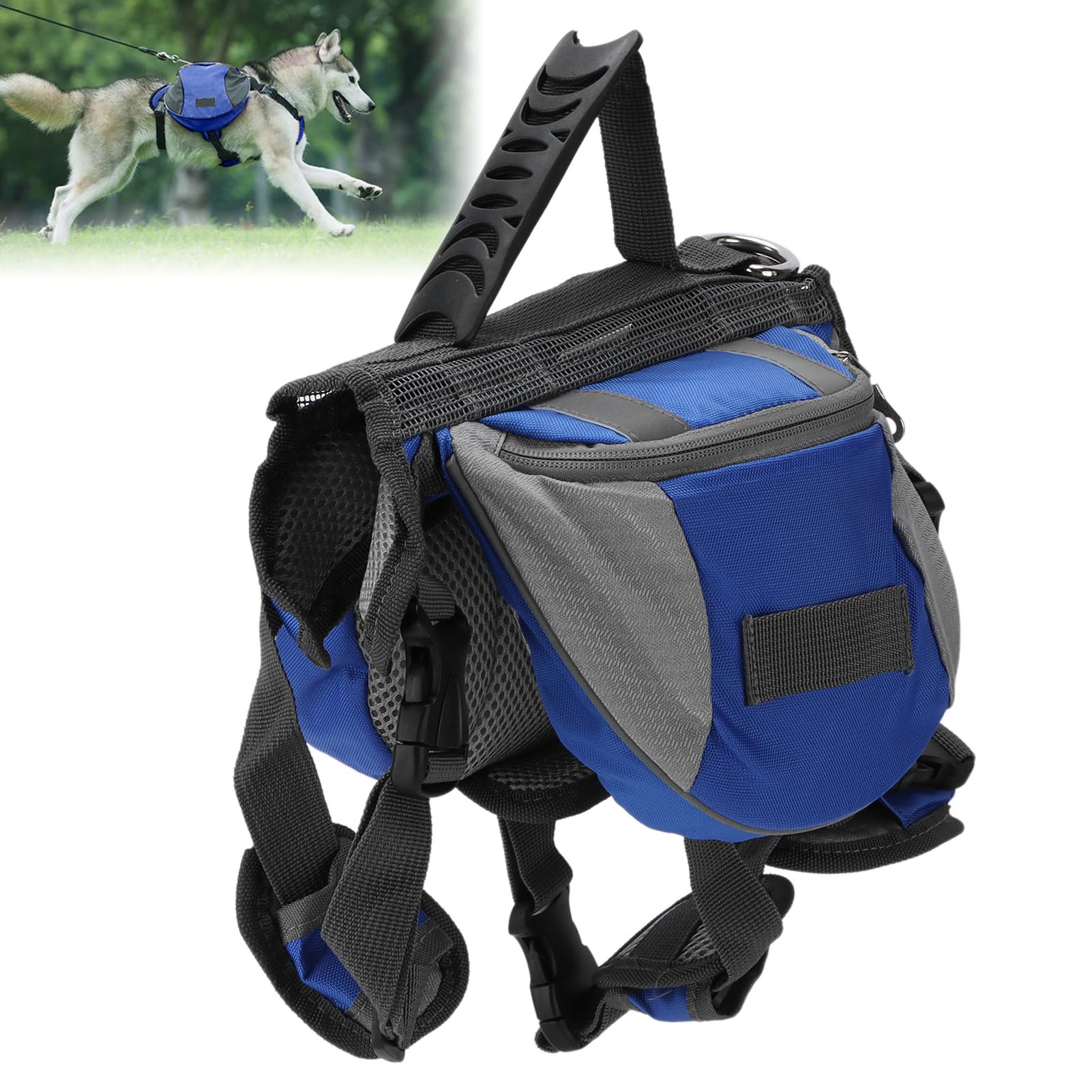 Bolsa de Sillín para Perros, Mochila para Perros, Alforjas de Nailon para Perros, Bolsa de Sillín con Tira Reflectante, Mochila de Viaje para Acampar, Senderismo, Paquetes para