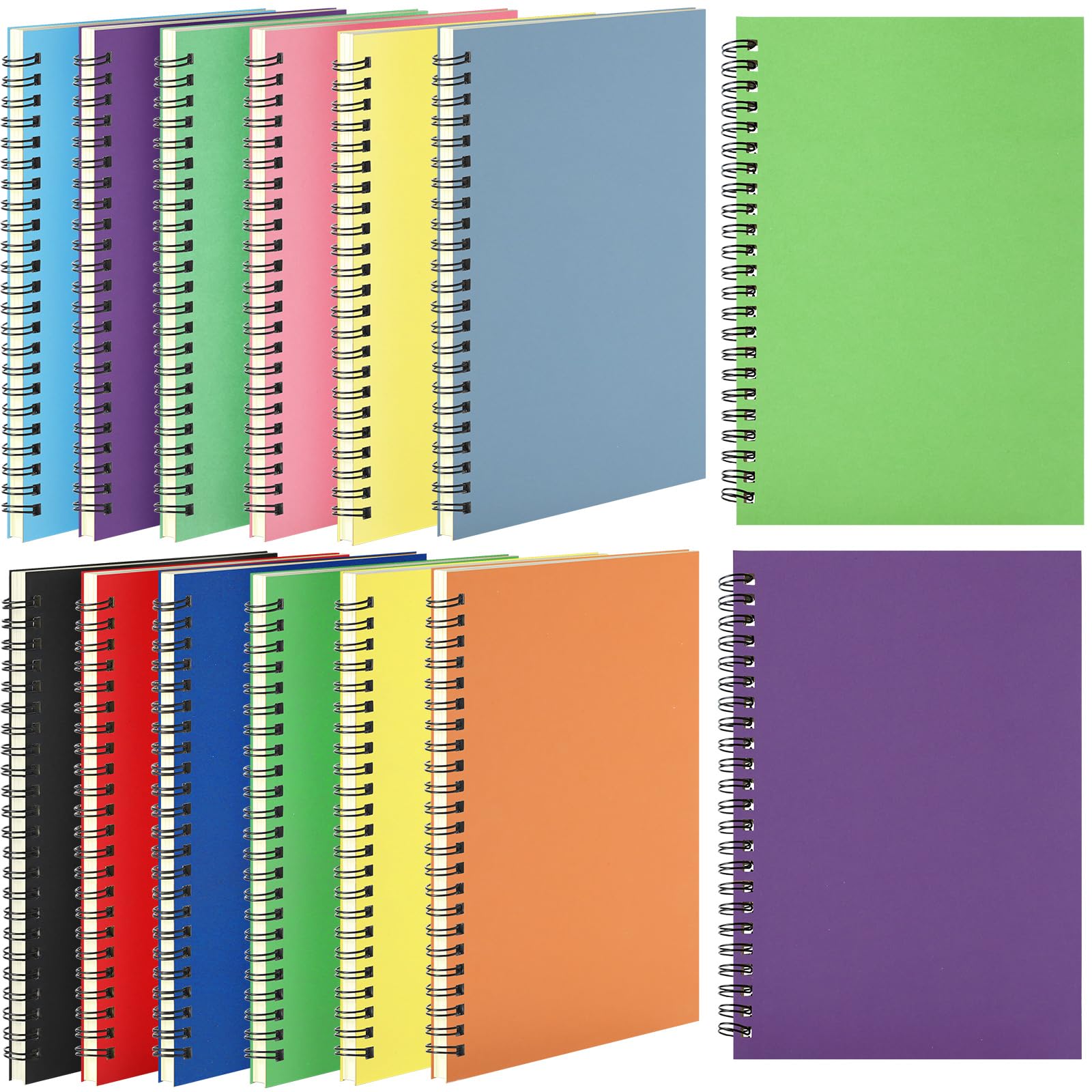 Leelosp Paquete de 12 cuadernos de viaje con rayas en espiral A5 de 5.5 x 8.3 pulgadas, notas coloridas, 60 hojas/120 páginas, notas rayadas universitarias para estudiantes, oficina, negocios