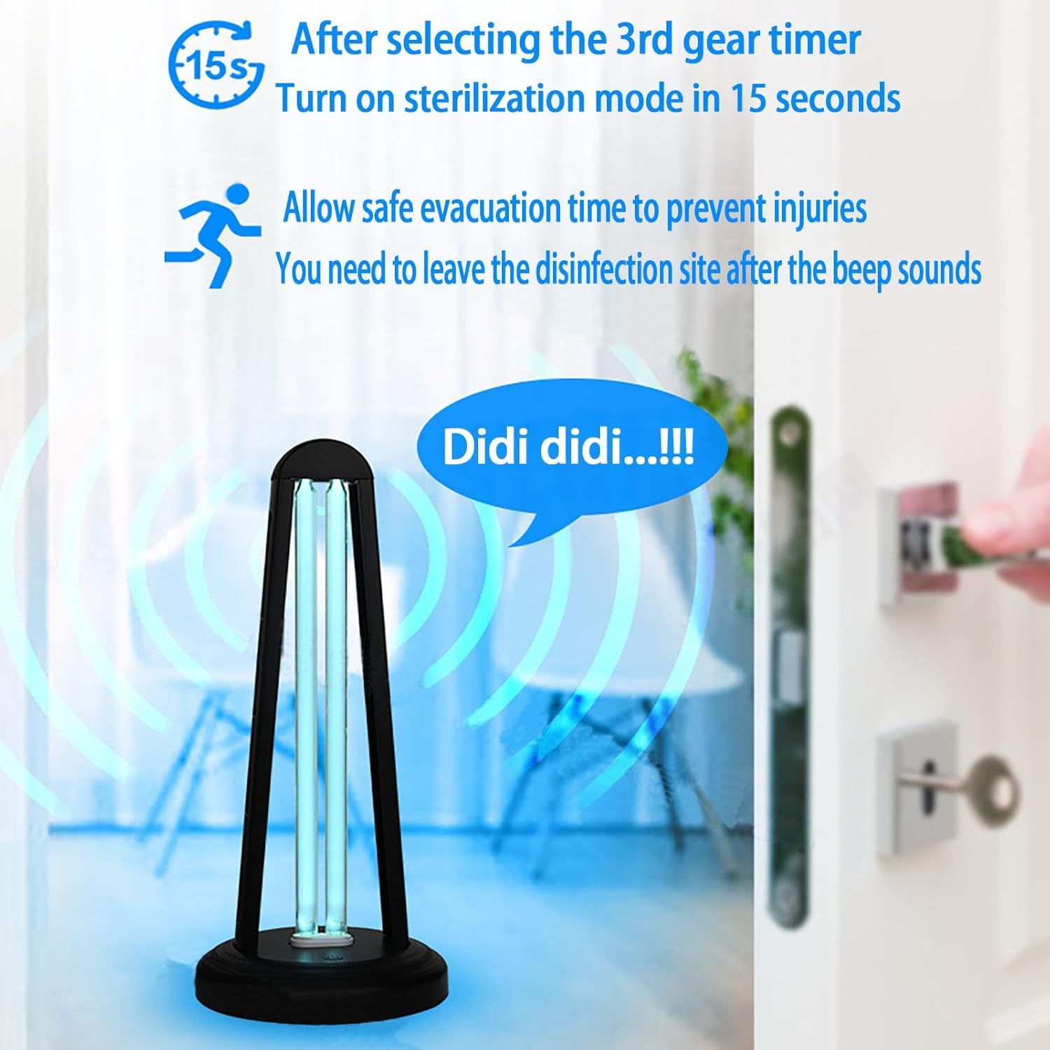 Esterilizador UV Dispositivo De Desinfección para El Hogar Lámpara De Esterilización óptima De Luz Ultravioleta Tasa Antibacteriana Uvc 99% Lámpara De Desinfección Port, Black, 55W