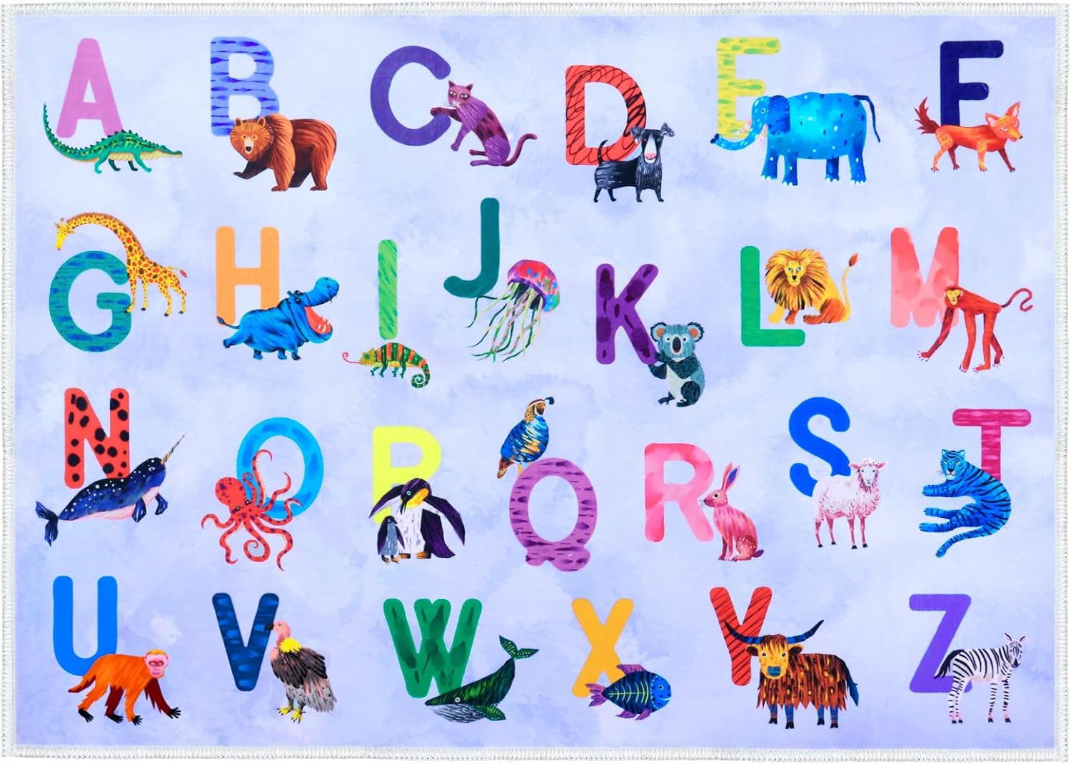 Classroom Rug Elementary Colorful Alphabet Kids Rugs for Playroom Machine Washable Nursery Rugs for ChildrenToddlers Bedroom