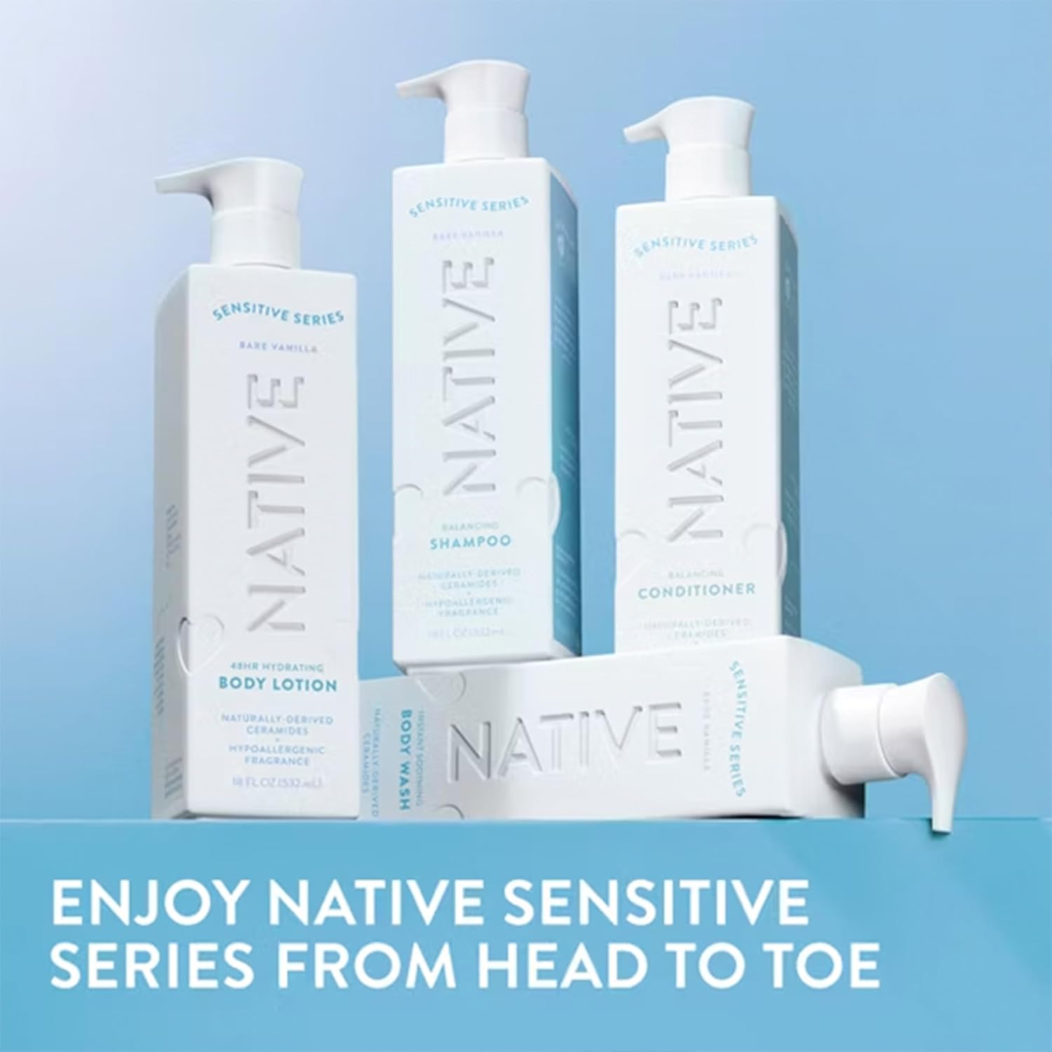 Native Sensitive Series 48H Hydrating Body Lotion - Hypoallergenic - Bare Vanilla - 18 fl oz - Pack Of 02