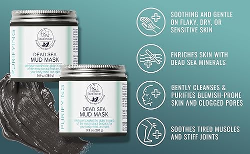 Miniatura 3 de Natural Elephant Máscara de barro del Mar Muerto, limpieza profunda de poros para cara y cuerpo, acné, puntos negros, piel grasa, cuidado de la piel