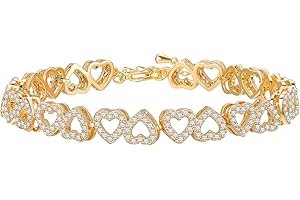 Heart Symbol Charm Link Bracelet for Women Cubic Zirconia Bangle Crystal Love Bracelet Jewelry