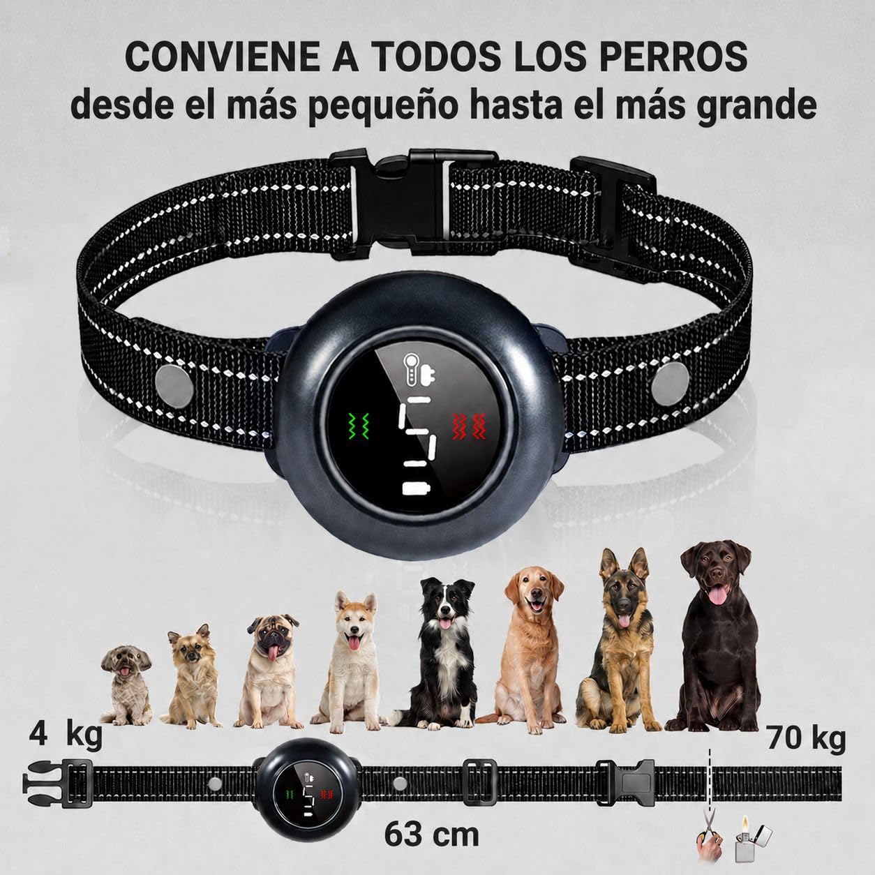 2 en1 Collar de Adiestramiento para Perros y Collar Antiladridos para Perros, Sin Descargas Eléctricas, 3 Modos Pitido/Vibración/Vibración Fuerte, Alcance de 1000 m (3300 ft),5 Niveles de Sensibilid
