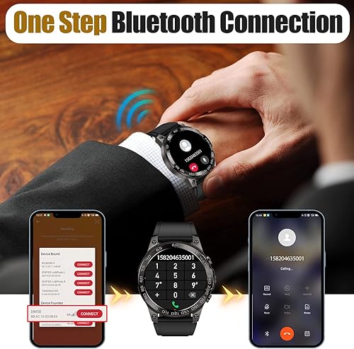 Miniatura 6 de EIGIIS Reloj inteligente AMOLED para hombre de 1.43 pulgadas, siempre en pantalla, pantalla grande, reloj inteligente con texto y llamadas, reloj de