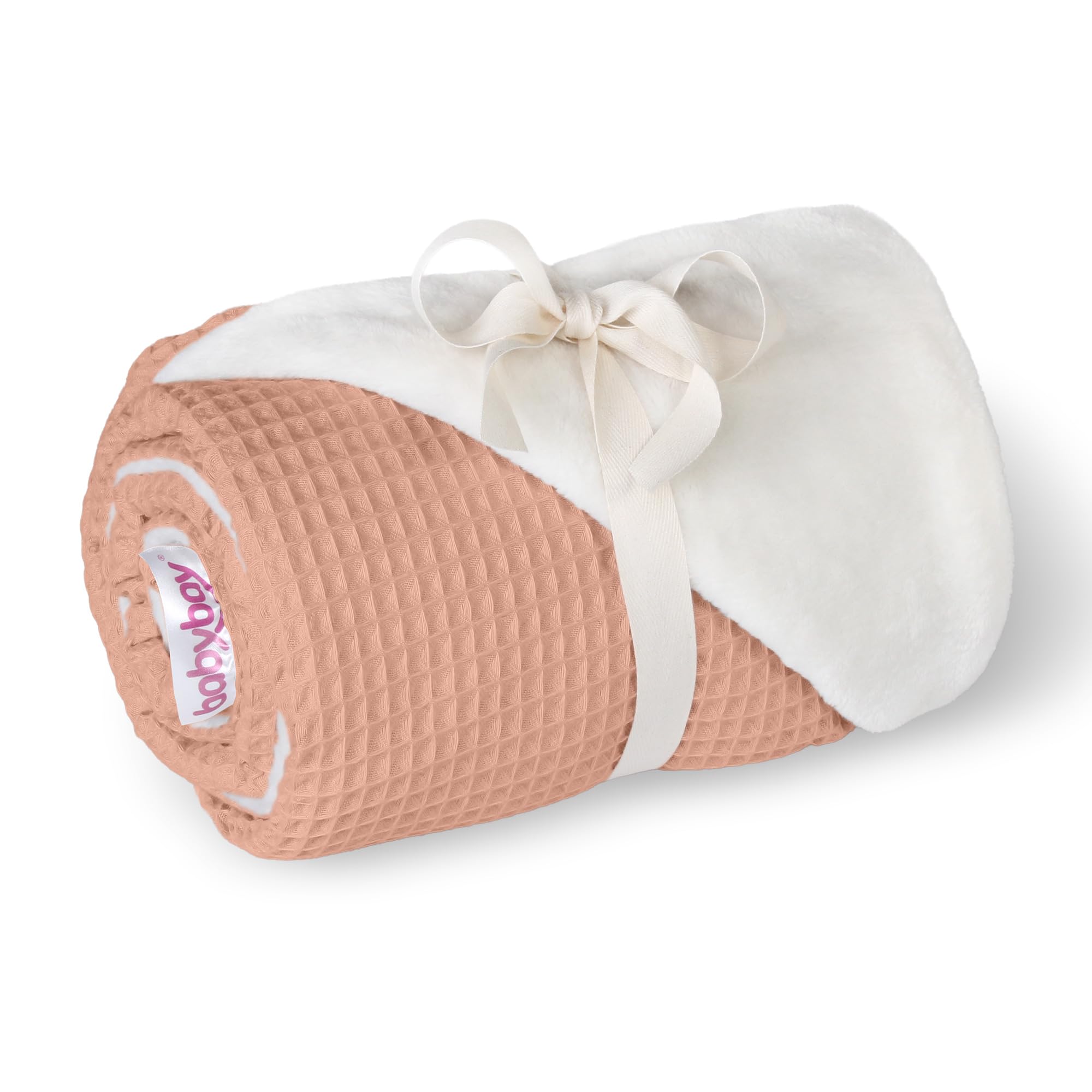 babybay Cuddly Blanket 75 x 100 cm Waffle Piqué, Apricot Rose