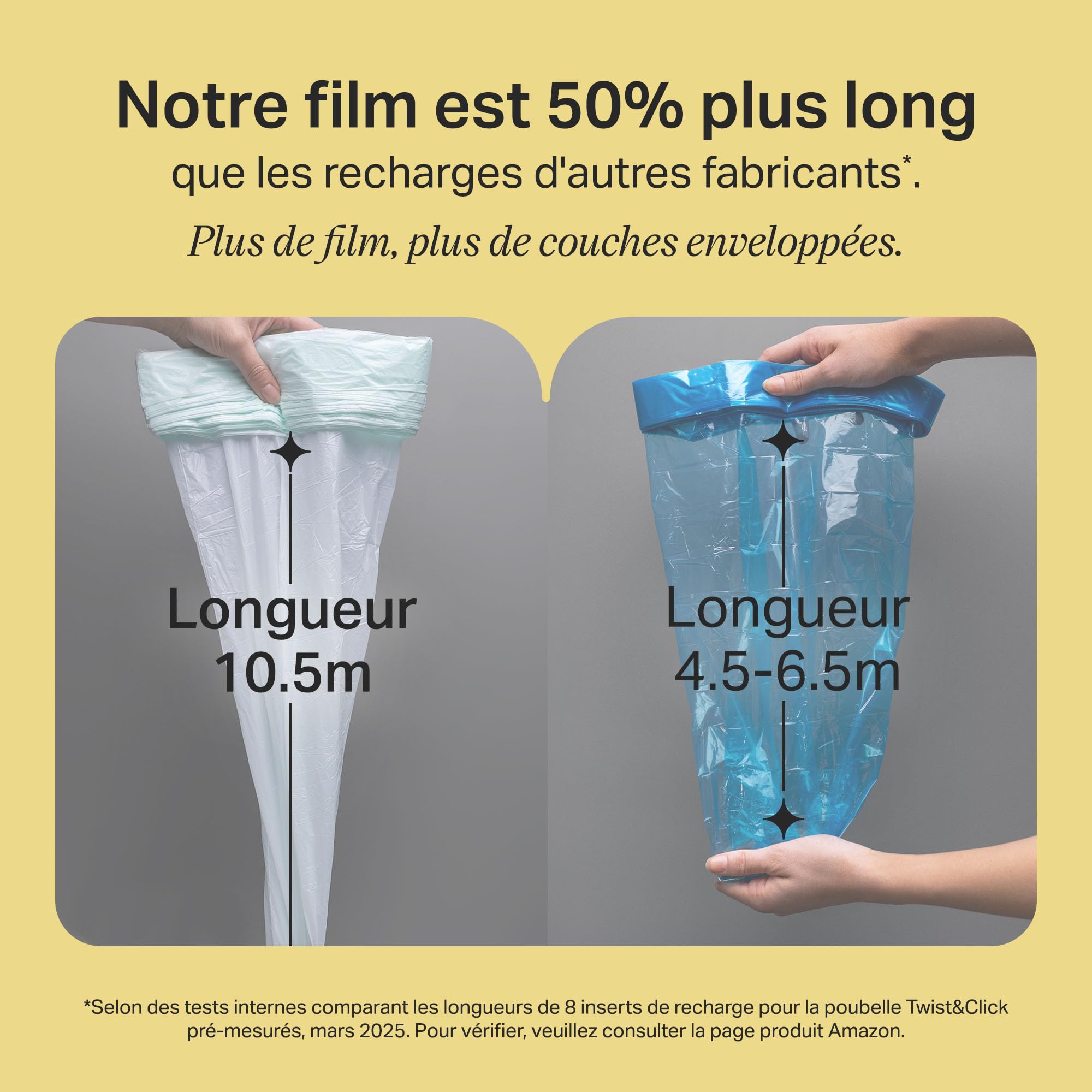Tommee Tippee Film de Recharge Poubelle à couches Twist & Click, Lot de 6, 10,5m, Antibactérien