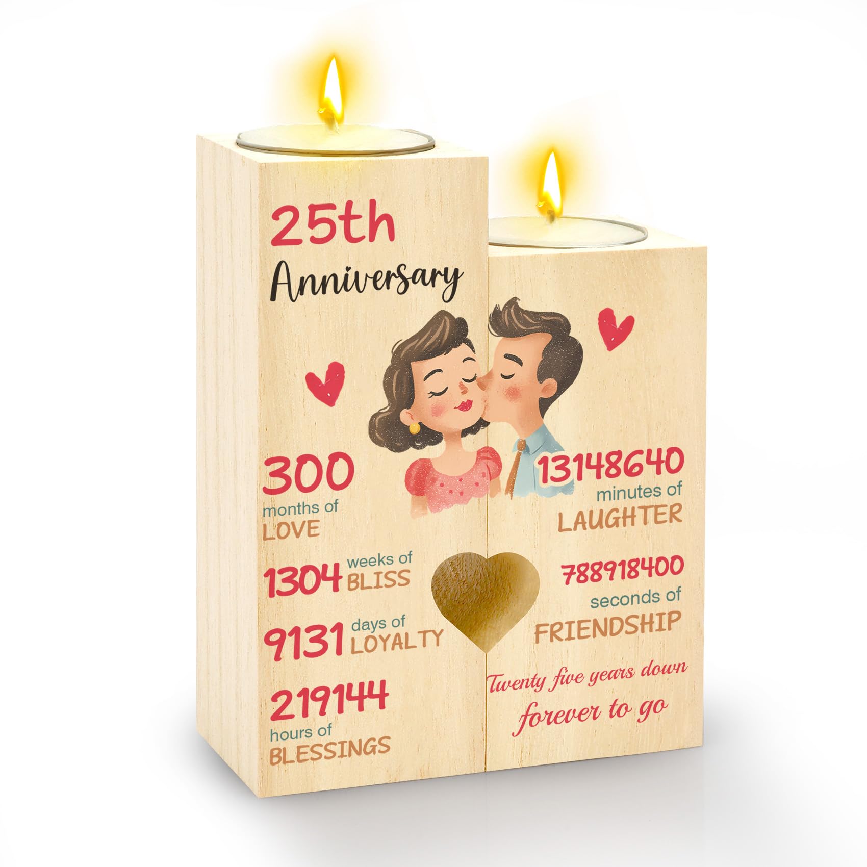 25th Wedding Anniversary Presents Candle Holder Silver Wedding Anniversary Presents for Him Her Boyfriend Girlfriend Wife Husband Couple Mum and Dad Anniversary Presents